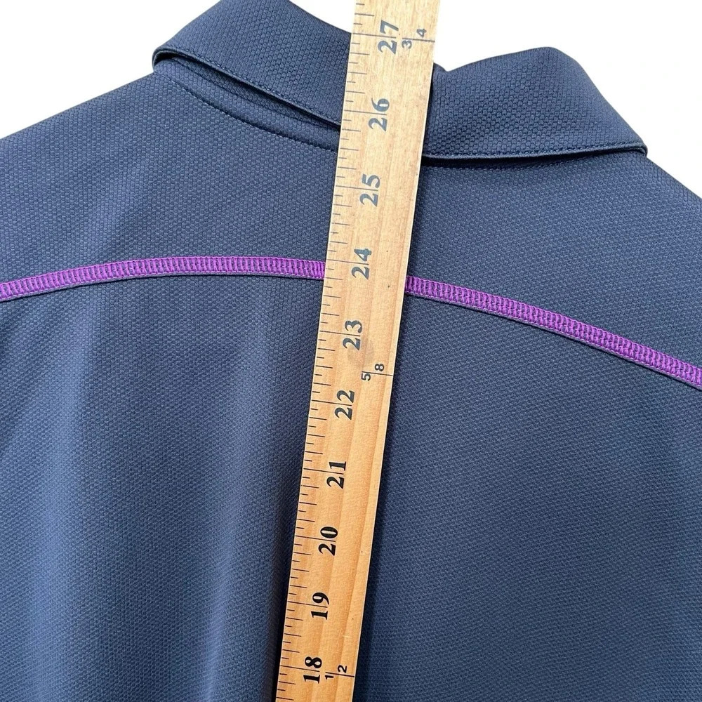 Nike Golf Polo Shirt Women's XL Gray White Long Sleeve Dri-FIT Collared Preppy